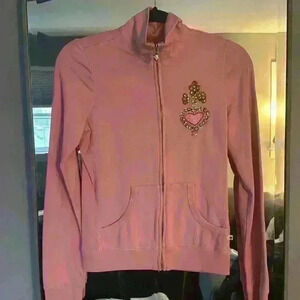 Twisted Heart Bejeweled Zippered Sweatshirt
